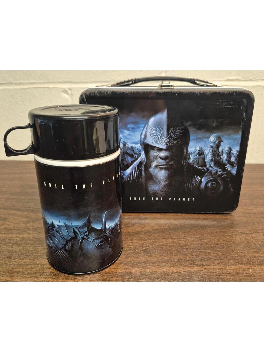 Vintage Rule The Planet Thermos with Metal Lunchbox